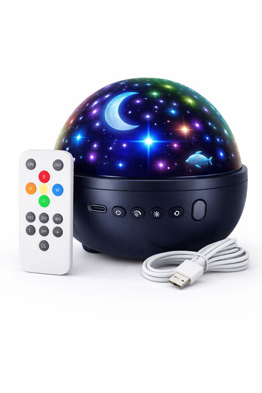 Proyector De estrellas y animales  5 en 1 | Luz Nocturna 360° con Temporizador y Control Remoto