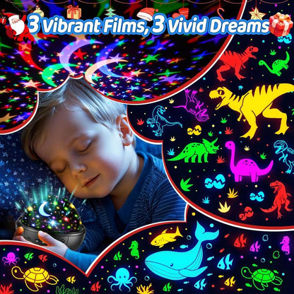 Onefire Night Light for Kids Ball 93 Lighting+3 Films Kids Night Light Projector,Remote+Dimmable Star Projector Dinosaur Toys 360° Ceiling Stars Glow in the Dark Stars,Christmas Gifts for 4 Year Old Boy Birthday Gift Remote Controlled